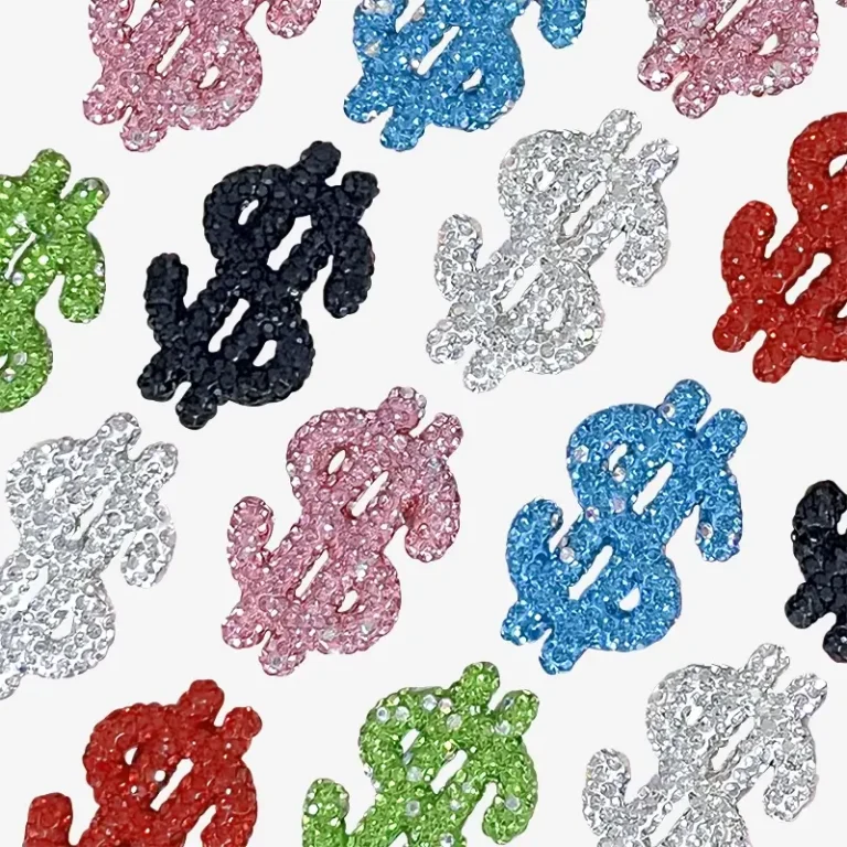 Dollar Sign with Rhinestone, Junk Phone Case Charms - Luxury Designer DIY Decorative Accessories, Resin Charms (48.64mm*30.19mm）