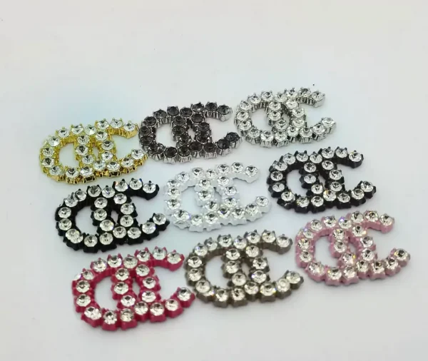 Double C Metal Phone Case Charms with Full Crystal & Pearl Inlay, Sparkly Luxury Decor | 27*21mm