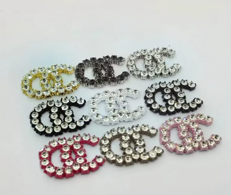 Double C Metal Phone Case Charms with Full Crystal & Pearl Inlay, Sparkly Luxury Decor | 27*21mm