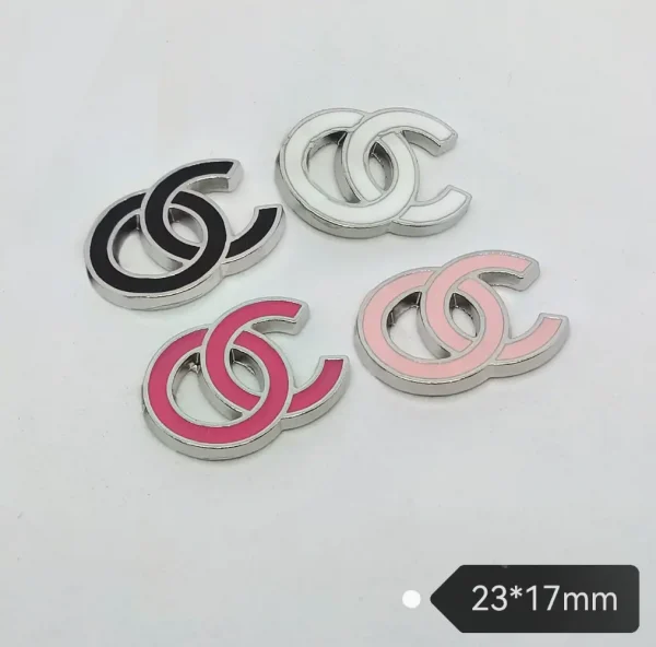 Versatile Double C Metal Glue Dropping Patch Phone Case Charm | 23*17mm