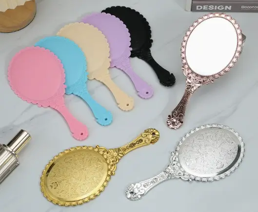 European - style retro lace DIY hand - held mirror 24.5×11.5CM