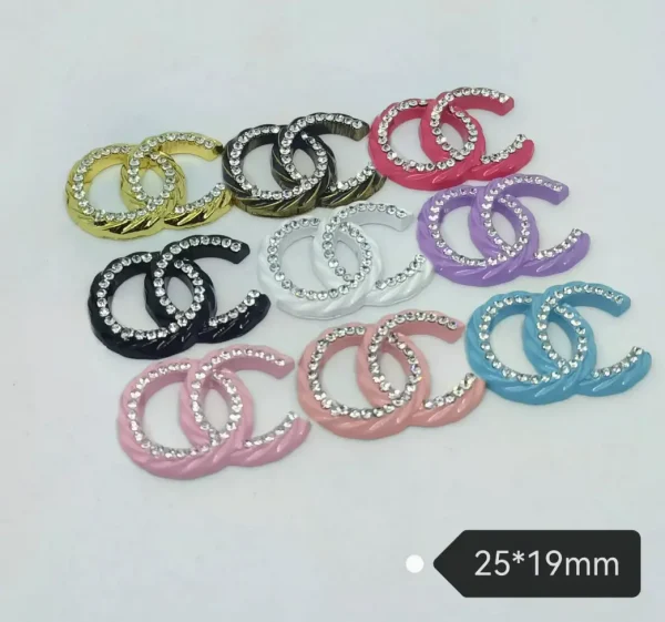 Trendy Chanel Style Double C Rhinestone Phone Case Charm, Multi-Color | 25*19mm