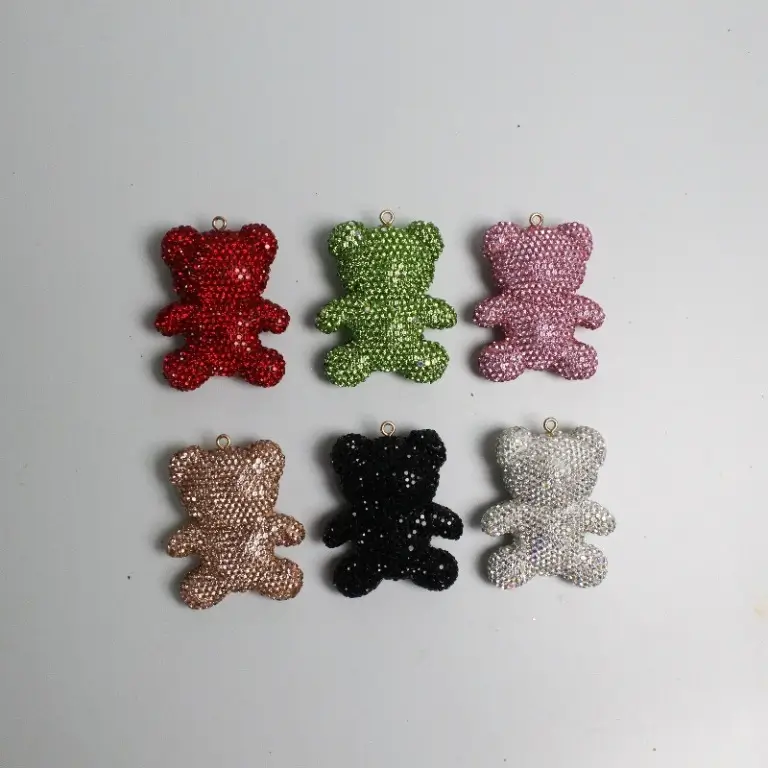 Large Size Bear With Diamonds Charms 60mm*48mm