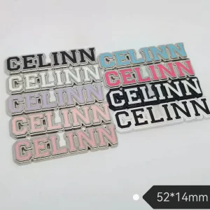 Celine Style Metal Letter Label Patch, Enamel Drop Glue Cream DIY Phone Case Accessory | 52*14mm