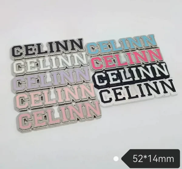 Celine Style Metal Letter Label Patch, Enamel Drop Glue Cream DIY Phone Case Accessory | 52*14mm