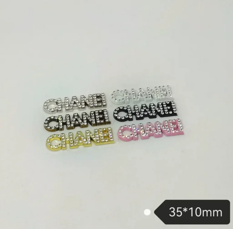 Double C Metal Letter Charms with Full Rhinestones, Luxury Phone Case Patches | 35*10mm