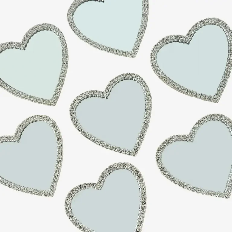 Heart - Shaped Mirror, Junk Phone Case Charms - Luxury Designer DIY Decorative Accessories, Metal Charms (56.77mm*54.41mm）