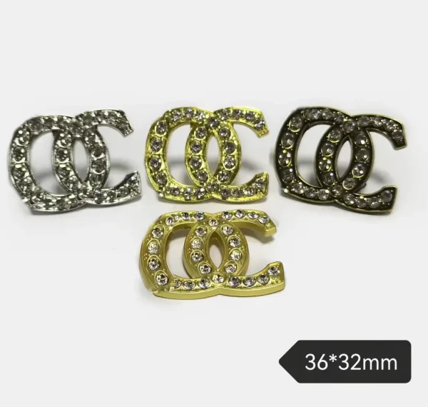 Large Size Fully Rhinestone Inlaid Double C Metal Phone Case Charm | 36*32mm