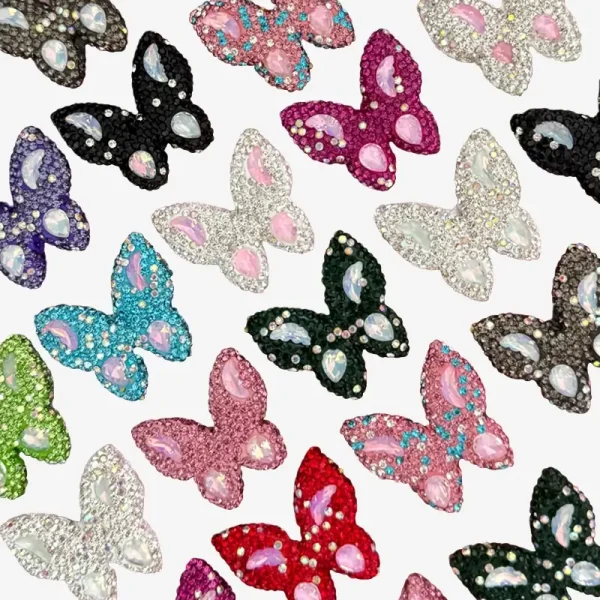 Butterfly with Rhinestone, Junk Phone Case Charms - Luxury Designer DIY Decorative Accessories, Resin Charms (35.68mm*34.03mm）