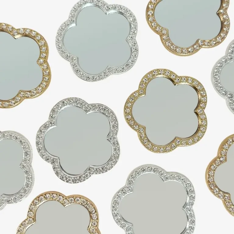 Petal - Shaped Mirror, Junk Phone Case Charms - Luxury Designer DIY Decorative Accessories, Metal Charms (48.65mm*47.75mm）