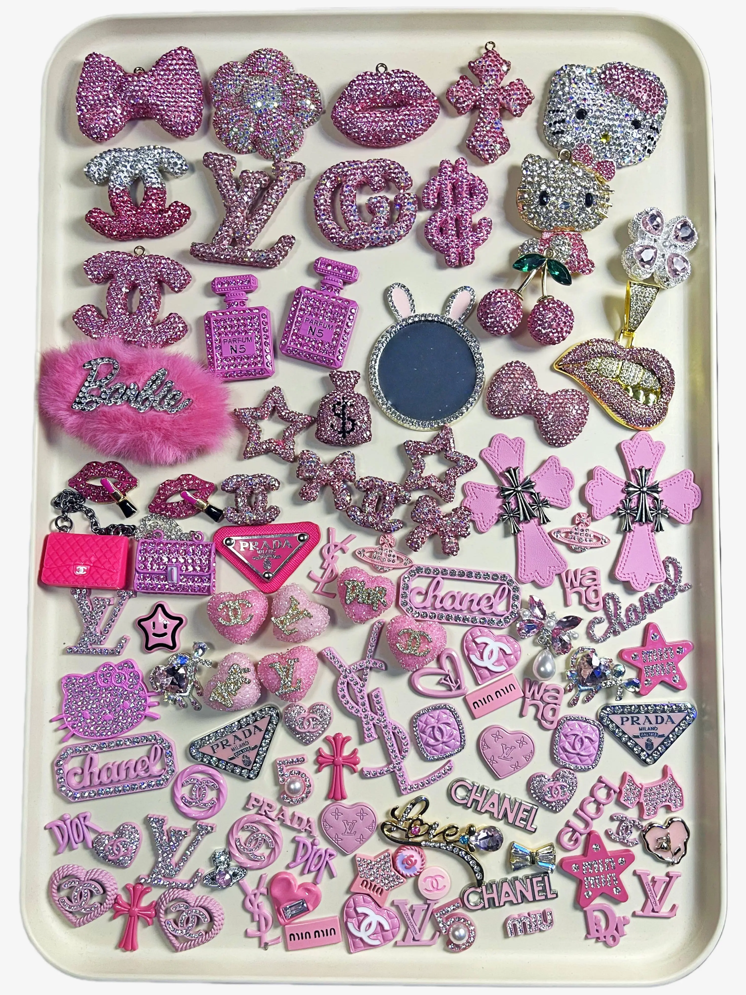 50-100Pcs Mix Pink Lux Charms