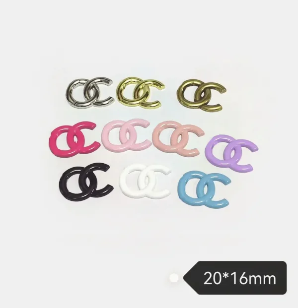 Small Double C Multicolor Metal Enamel Phone Case Patches | 20*16mm