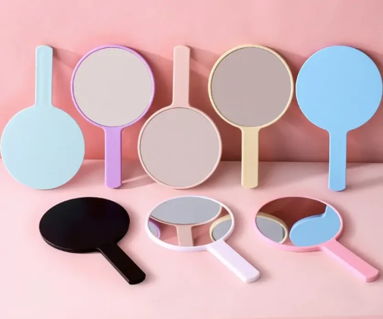 DIY small - sized round hand - held mirror 10×17CM