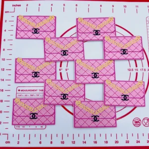 Mid(Iron-on) C-Pink Bag Shape Patches