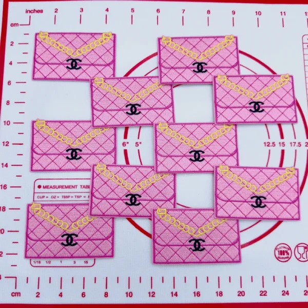 Mid(Iron-on) C-Pink Bag Shape Patches