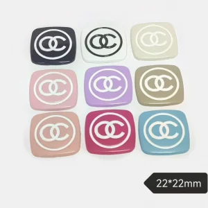 Double C Metal Enamel Macaron & Morandi Color Fresh Style Phone Case Charm | 22*22mm