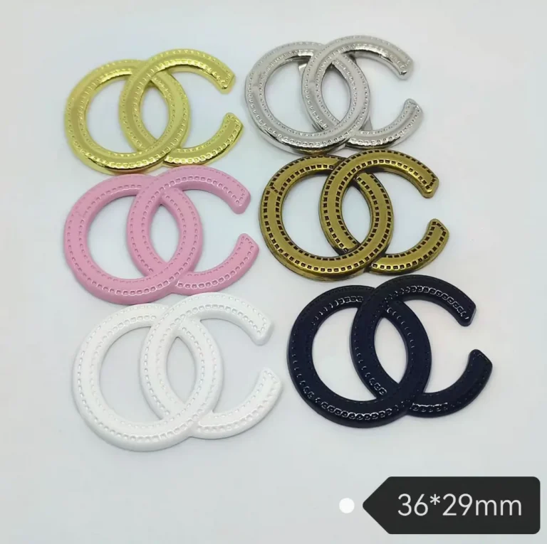 Double C Stitched Texture Metal Phone Case Charm | 36*28mm