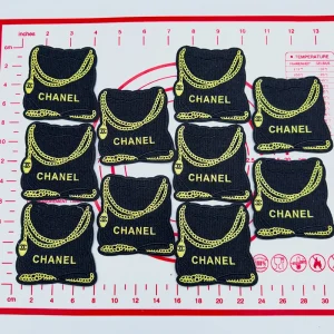 Mid(Iron-on) C-Black-Gold Bag Patches