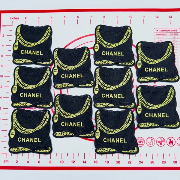 Mid(Iron-on) C-Black-Gold Bag Patches