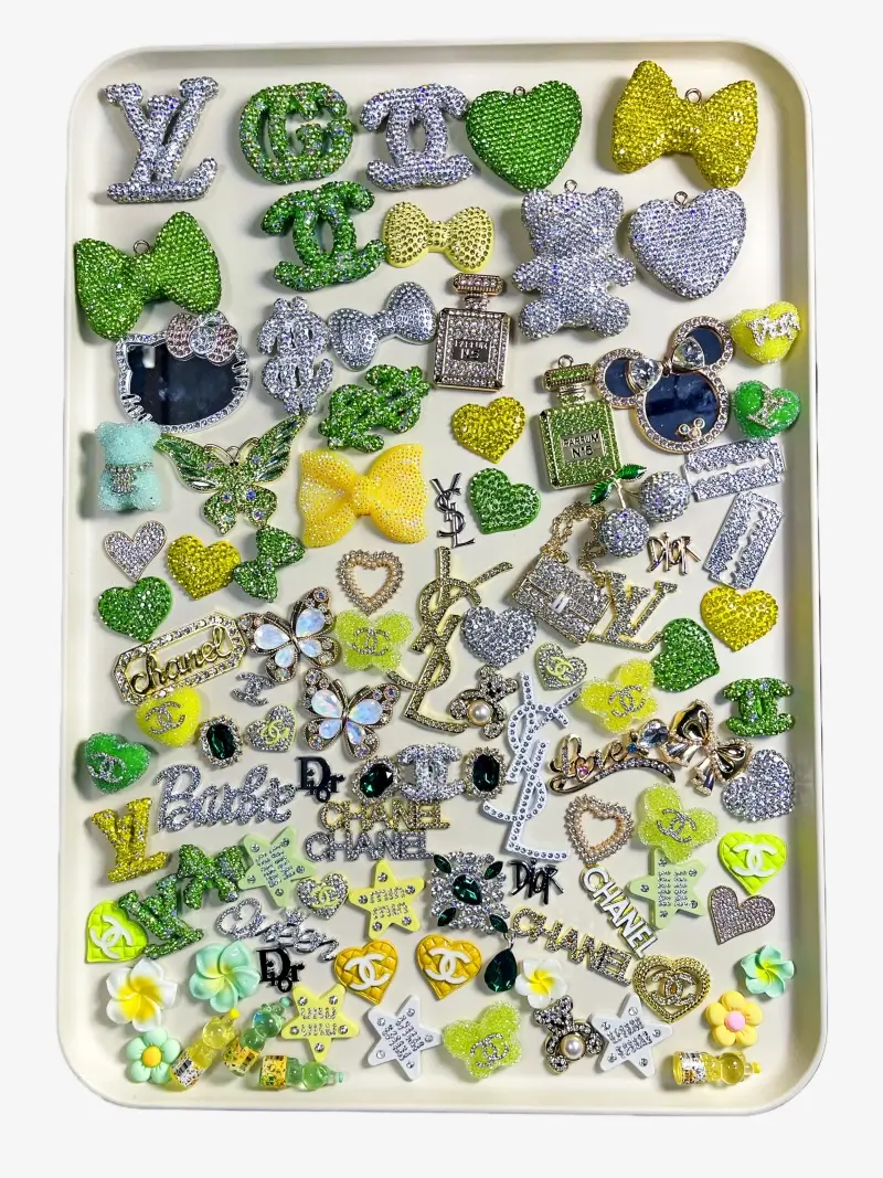 50-100Pcs Mix Silver-Green-Gold Lux Charms