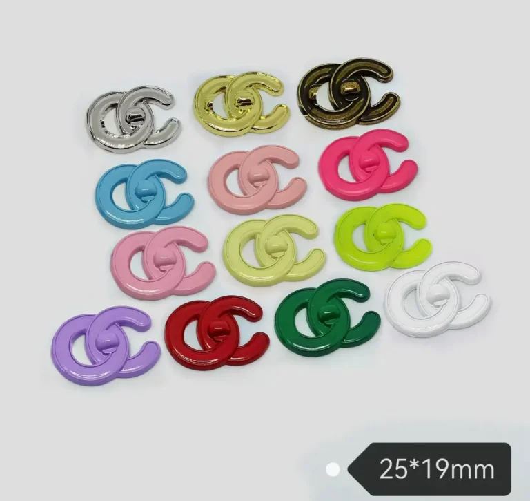 Trendy Chanel-Style Double C with Lock Clasp Phone Case Charms, Multi-Color | 25*19mm