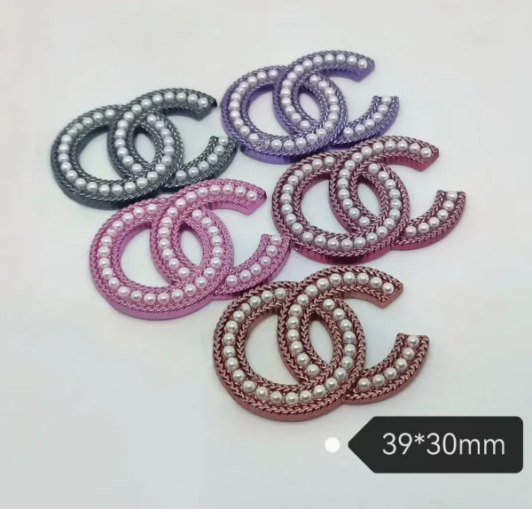 intage Double C Designer-Inspired Pearl Decorative Buckle | 39*30mm